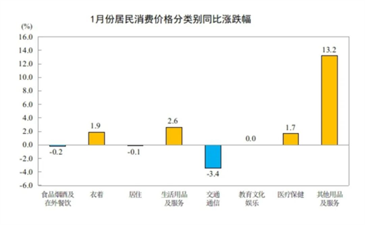 【數(shù)據(jù)發(fā)布】2026年1月份居民消費價格同比上漲0.2%
